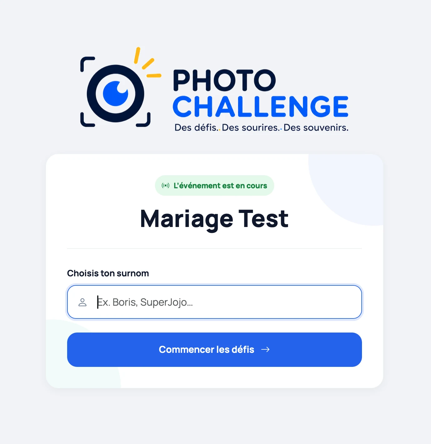 Aperçu de Photo Challenge